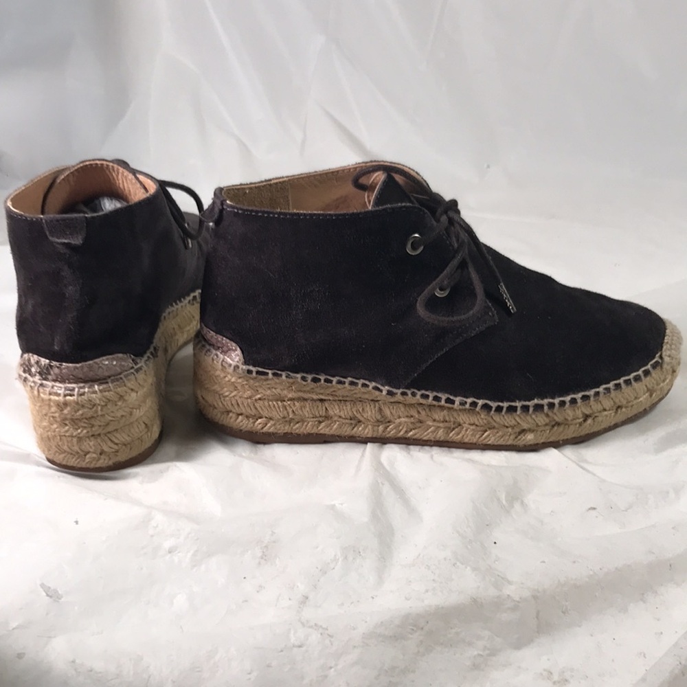 Rag & Bone New York Women’s Geneva Dark Brown Suede Platform Laced Espadrilles - Picture 4 of 10